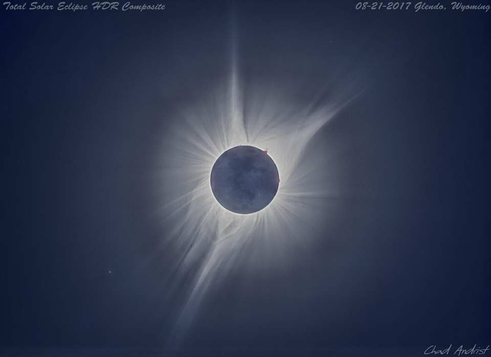HDR of the Sun's Corona during the 2017 Total Solar Eclipse by Chad Andrist. MAS image.