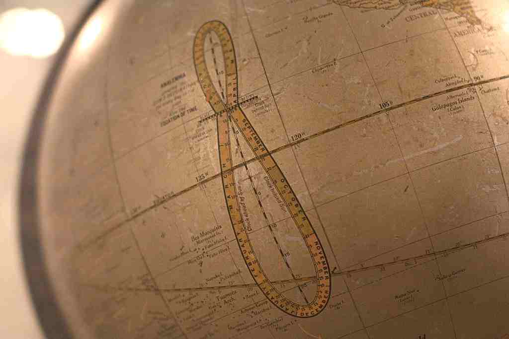 World Globe with analemma. Wikipedia Commons.