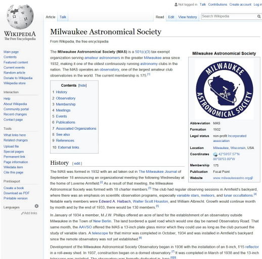 MAS Gets a Wikipedia Page