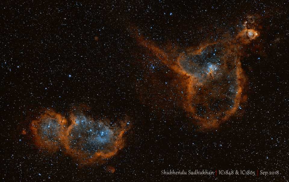 IC 1848 & IC 
		1805 - Heart and Soul Nebulas by Shubhendu Sadhukhan 