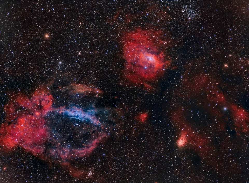 Lobster Claw and Bubble Nebula plus M52 by Chad Andrist 