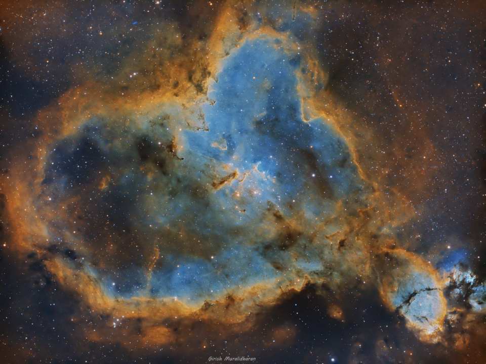 IC 1805 - Heart Nebula in SHO by Girish Muralidharan 
