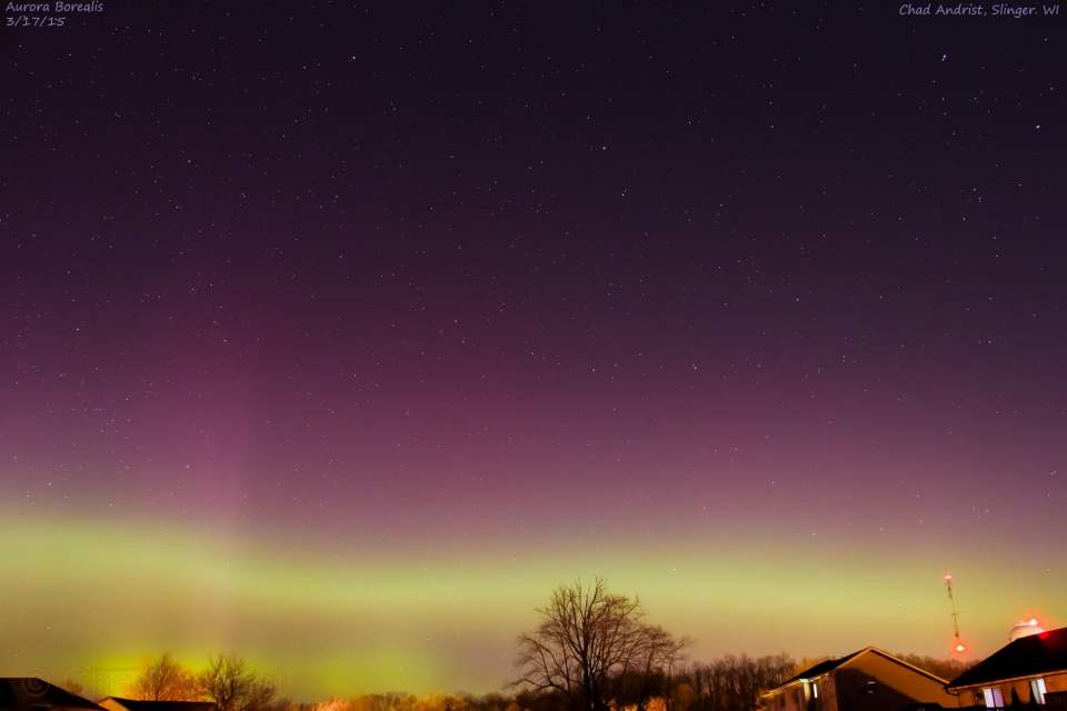 Aurora - St. Patrick's Day from Slinger, WI  by Chad Andrist 