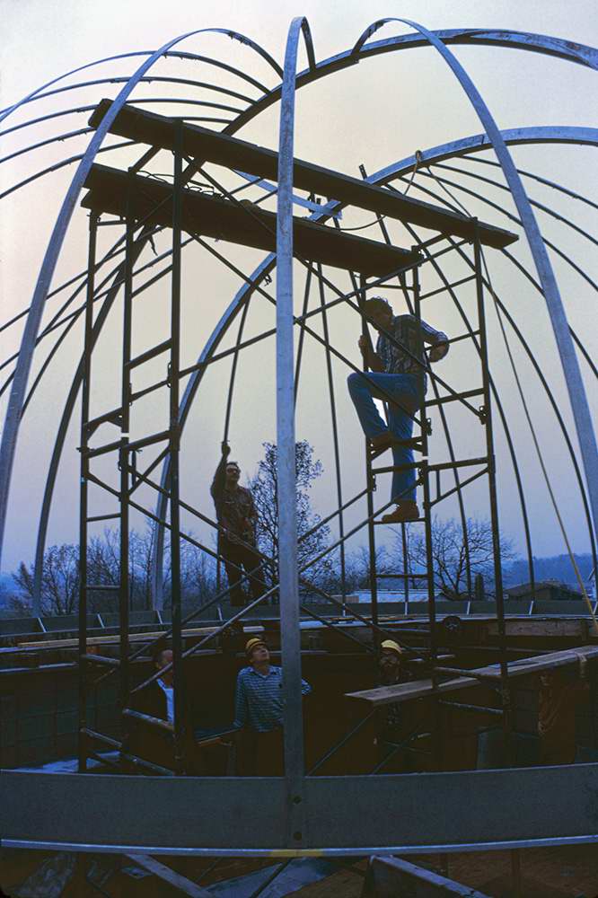 Twilight Dome construction: Leroy Simandl, Jim Toeller, Gerry Samolyk, Chris Hesseltine, Mark Zyck, and LuAnne Zyck.