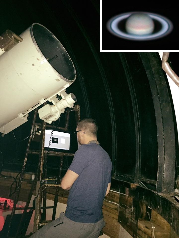 Clark Brizendine at A-Scope imaging Saturn. Result in inset.