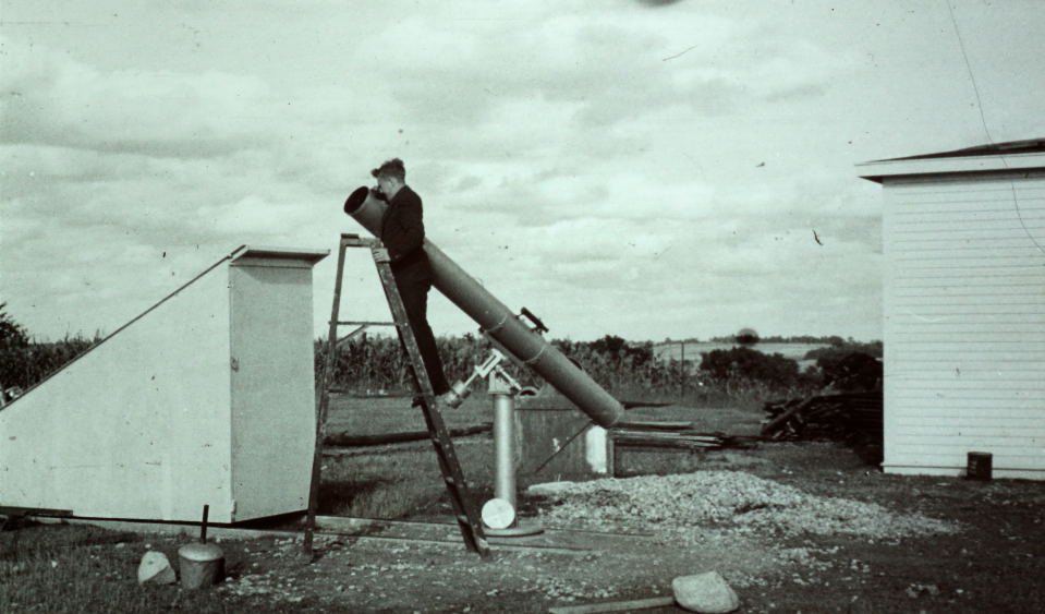 A.C. Tabbatt at the eyepiece of his telescope.