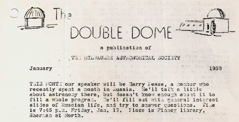 First edition of the Double Dome newsletter.