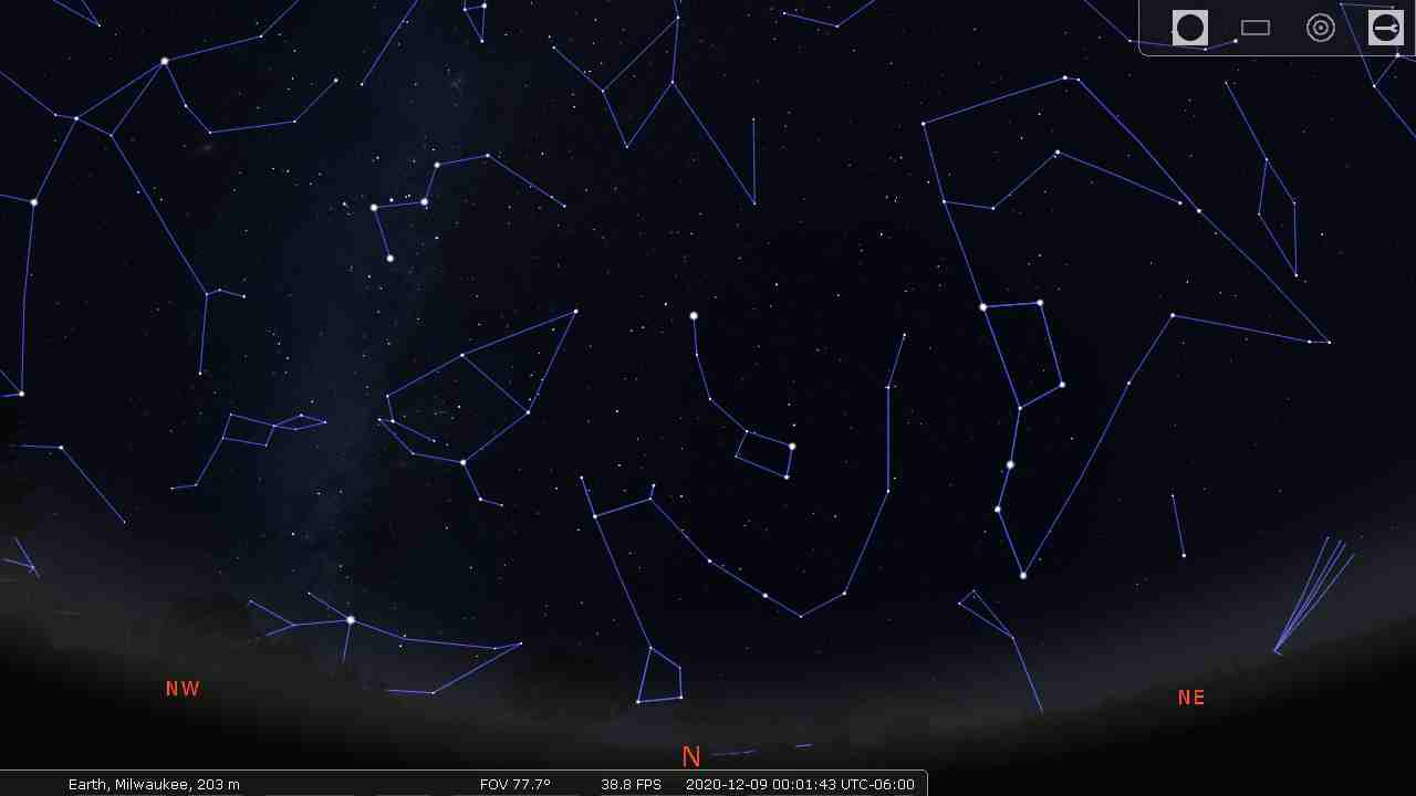 Northern sky using the HA Rey constellation lines. - Stellarium