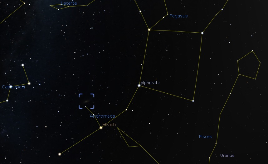 M31 Location - Image From Stellarium