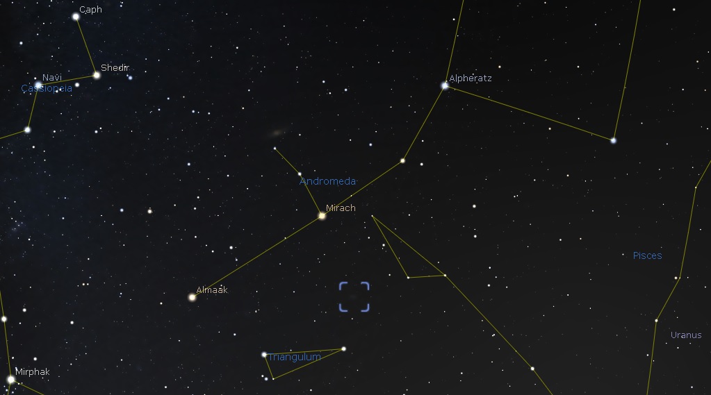 M33 Location - Image From Stellarium