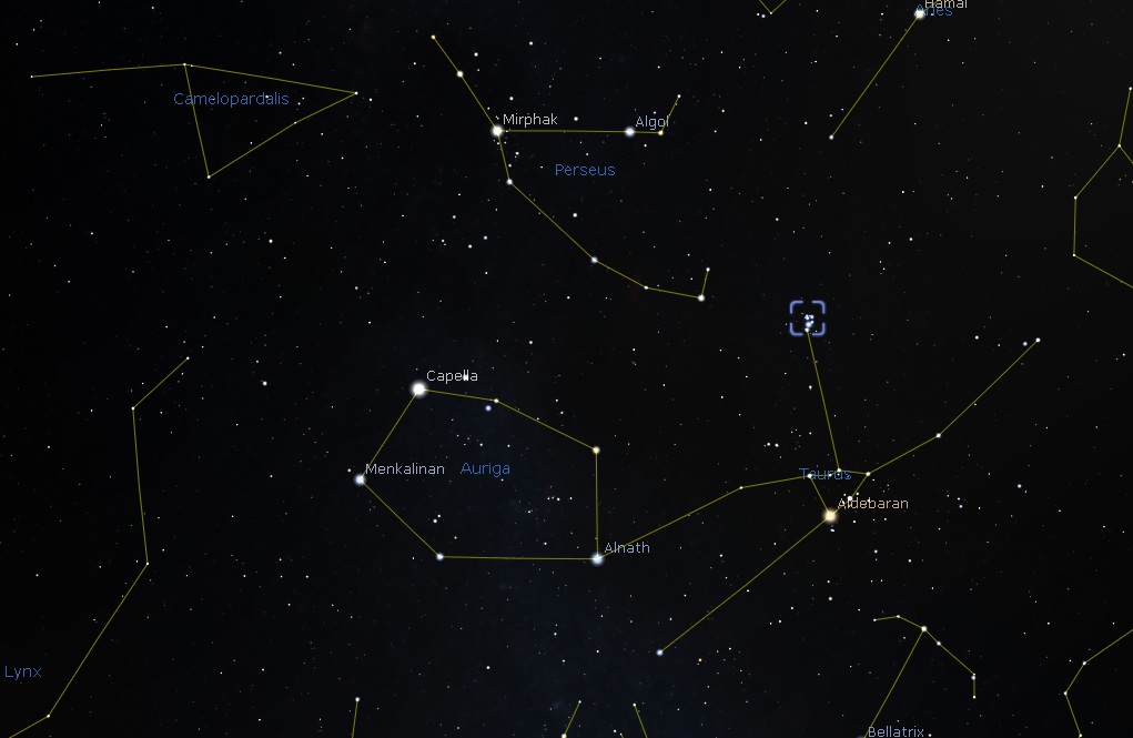 M45 Location - Image From Stellarium