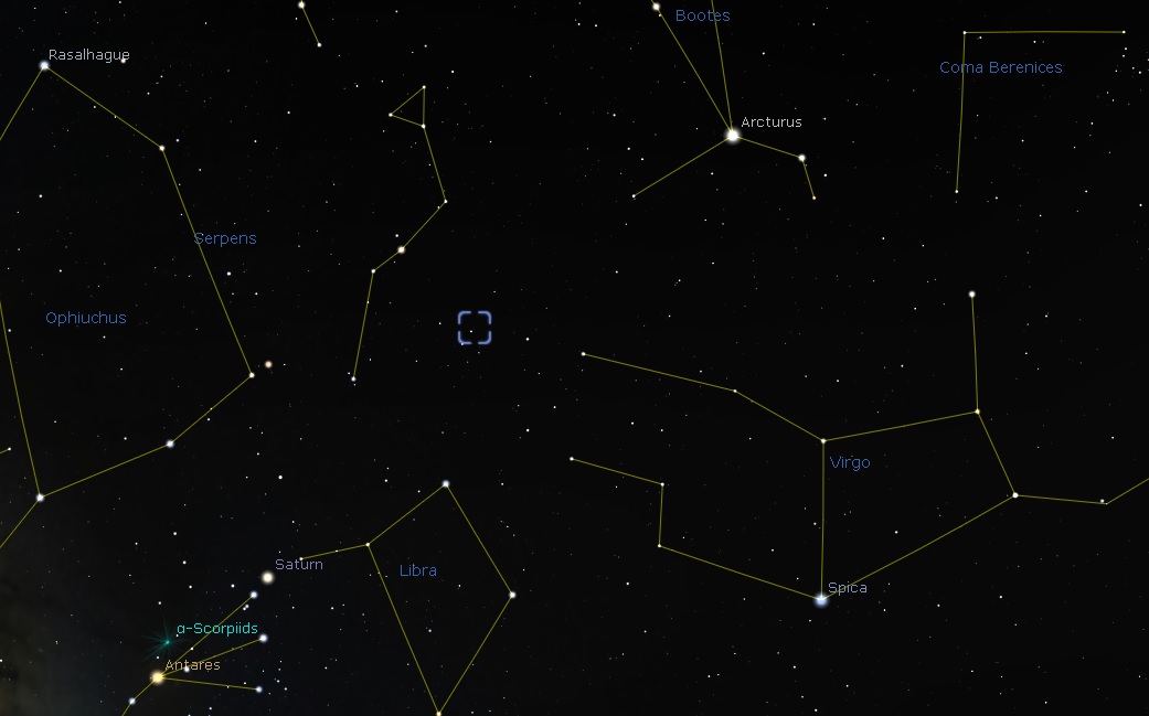 M5 Location - Image From Stellarium