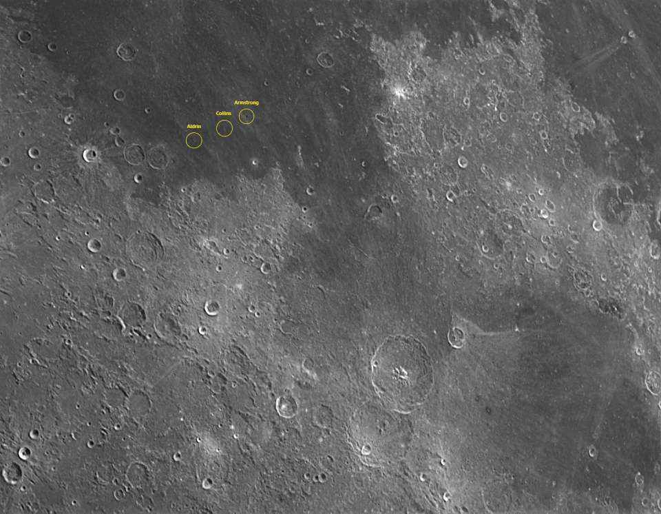 Moon - Craters Armstrong, Aldrin, & Collins