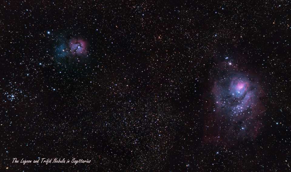 M8 & M20 - Lagoon & Trifid Nebulas by Jim Bakic 