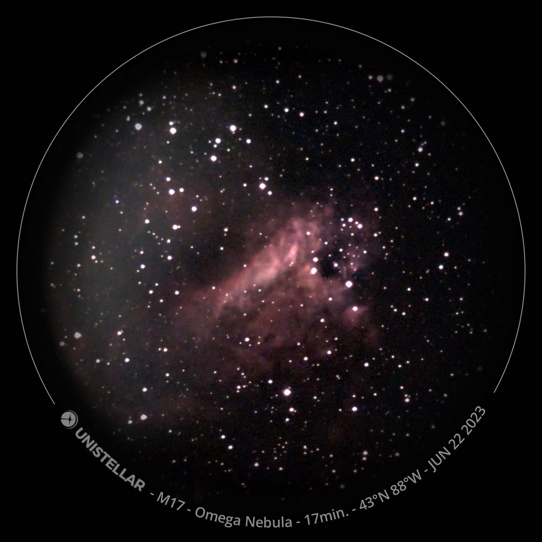 An early look at the Omega Nebula from Bortle 8