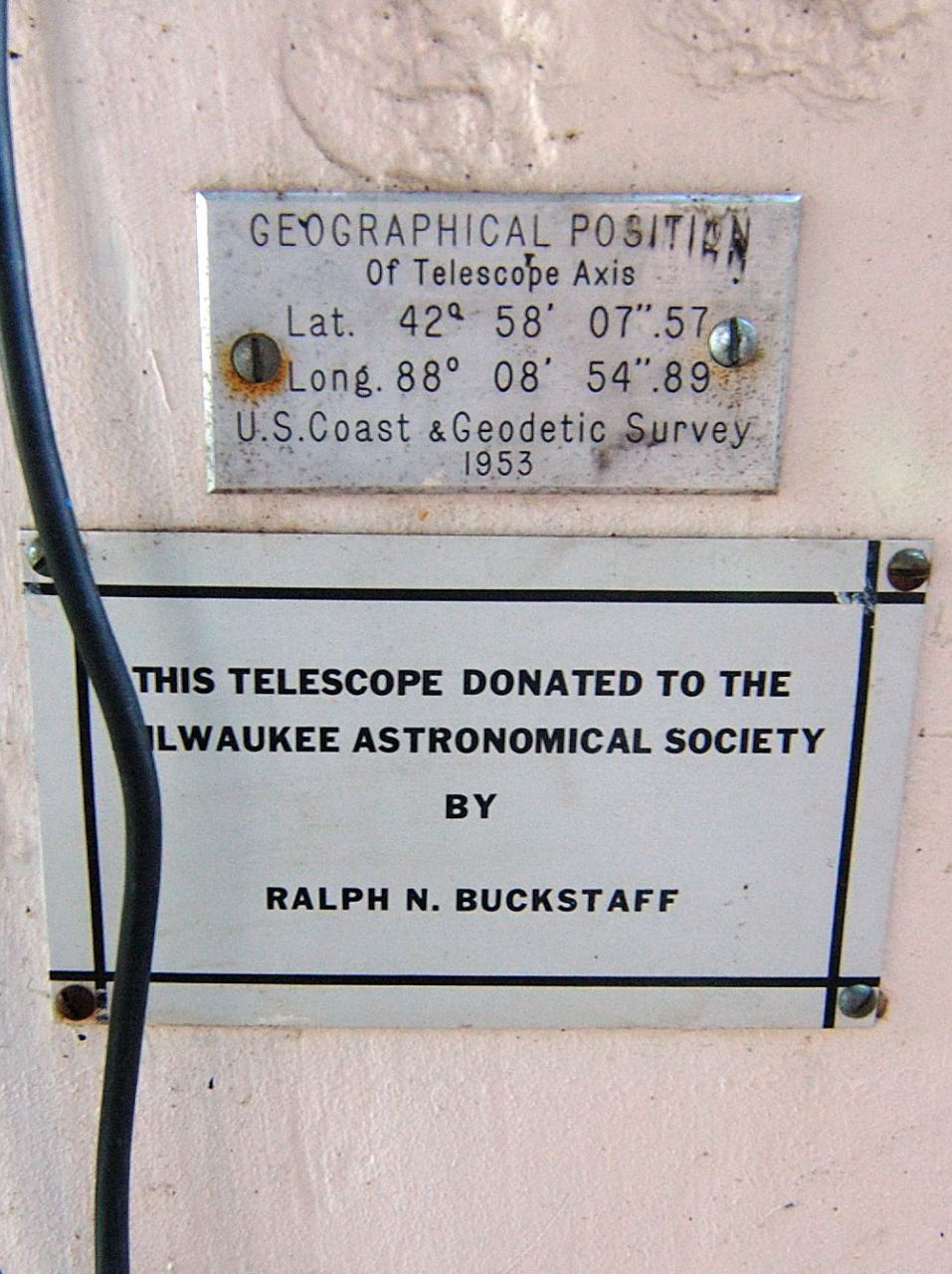 MAS B-Scope -Ralph Buckstaff Telescope Plaque